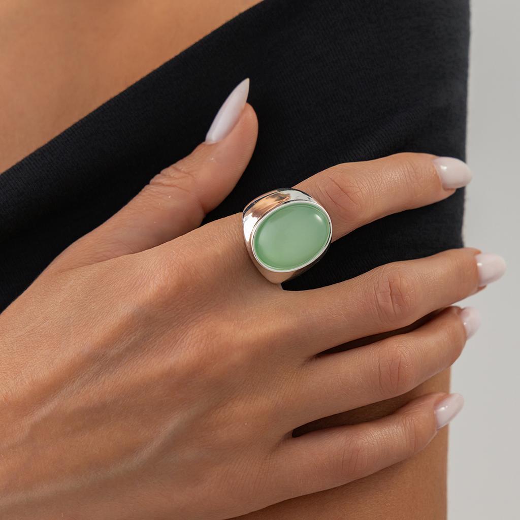 European and American Exaggerated Mirror Ins Wind Wide Surface Ring, Simple Square Geometric Resin Gem Ring Jewelry Women