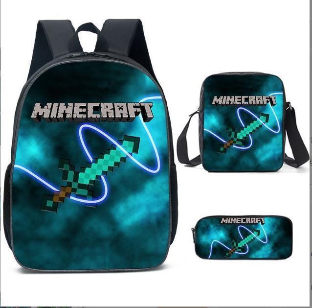 Minecraft Printed Cartoon Backpack Student Schoolbag Shoulder Bag Bag Pencil
