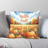 Hello Fall Pumpkin Field Square Pillowcase Polyester Linen Velvet Creative Zip Decor Home Cushion Case