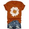 Daisy Flower Print Women's Summer Fitted Round Neck T-Shirt