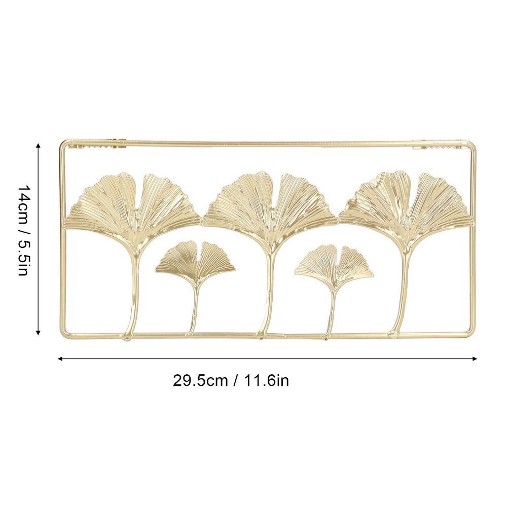 2pcs Interior Decor Piece Iron Ginkgo Leaf Wall Decor Gold Framed Iron Leaf Wall Hanging 11.6 X 5.5in Gold Wall Decoration Cafe