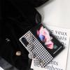 Dámský látkový náramek s mřížkovým vzorem Kryt na telefon Samsung Galaxy Z Fold 3 5g Zfold 4 Houndstooth Potištěné pouzdro Pu Leather Hard
