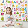 New Spring Card Flowers Butterfly Cute Animal Decoration Children's Room Kindergarten Blackboard Home Wall Stickers Self-adhesive