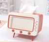 Cute Multifunction Tissue Box Holder Square for Home Kawaii Desktop Decor Tv Tissue Box Case Pink Phone Holder Storage Organizer