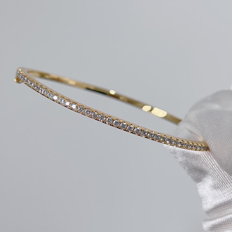 

Ювелирные изделия из стерлингового серебра 925 пробы для женщин, золотой браслет-бэнгл, браслет с подвижным бриллиантом, свадебные украшения, браслет с заклепками, 6 см золотой