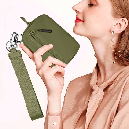 Multifunctional Handbag Wrist Purse with Detachable Lobster Clip Smooth Zipper Closure Lightweight Change Phone