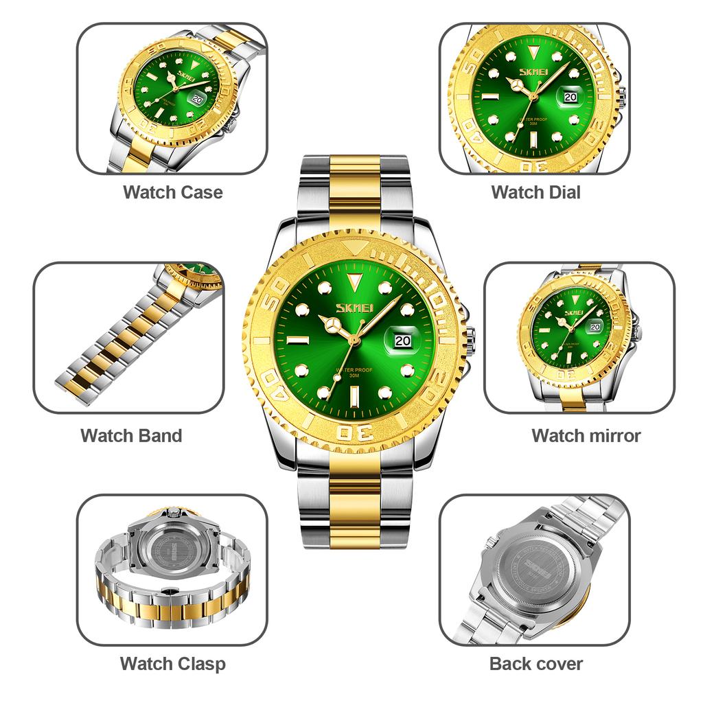 Skmei Vintage Diver Water Ghost Classic Quartz Wristwatches Men Waterproof Date Time Luminous Watches Clock Relogio Masculino