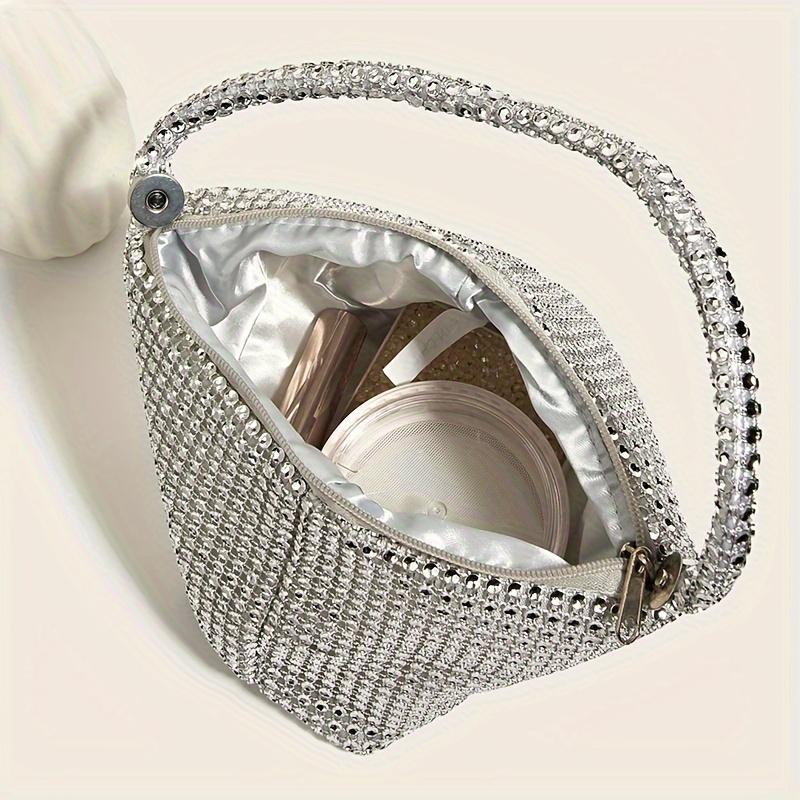 Mini Glitter Rhinette Clutch, Elegant Glitter Clutch, Ladies Fashion Tote and Wrist Purse for Weddings and Music Festivals