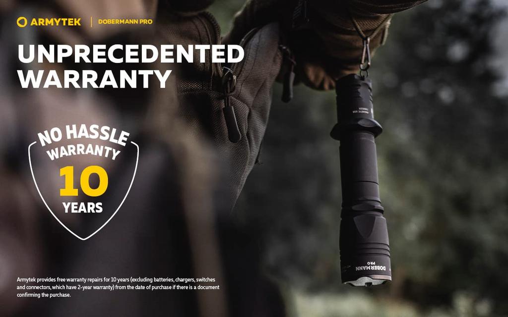 Taktická svítilna ARMYTEK DOBERMANN PRO XHP35 HI Bílé světlo Magnetické nabíjení 18650 Dobíjecí (Vestavěná baterie)