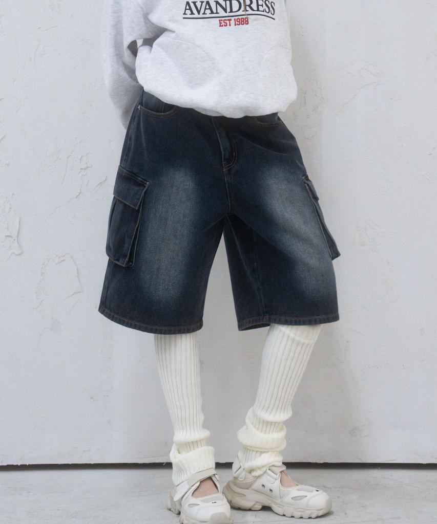 AVANDRESS Wide Cargo Half Denim Pants - 3Col