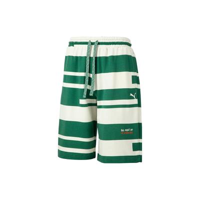 Puma Ss23 Dream Pack Series Striped Print Lace-Up Loose Casual Shorts Unisex Shorts Dark-Green 539987-37