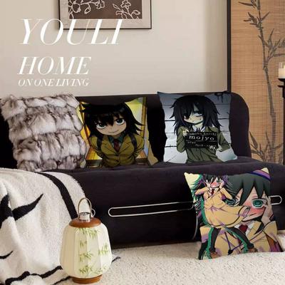Anime Cartoon K-Kuroki T-Tomoko Cushion Cover Car Throw Pillow Case For Sofa Car Christmas Gift 40x40cm 45x45cm
