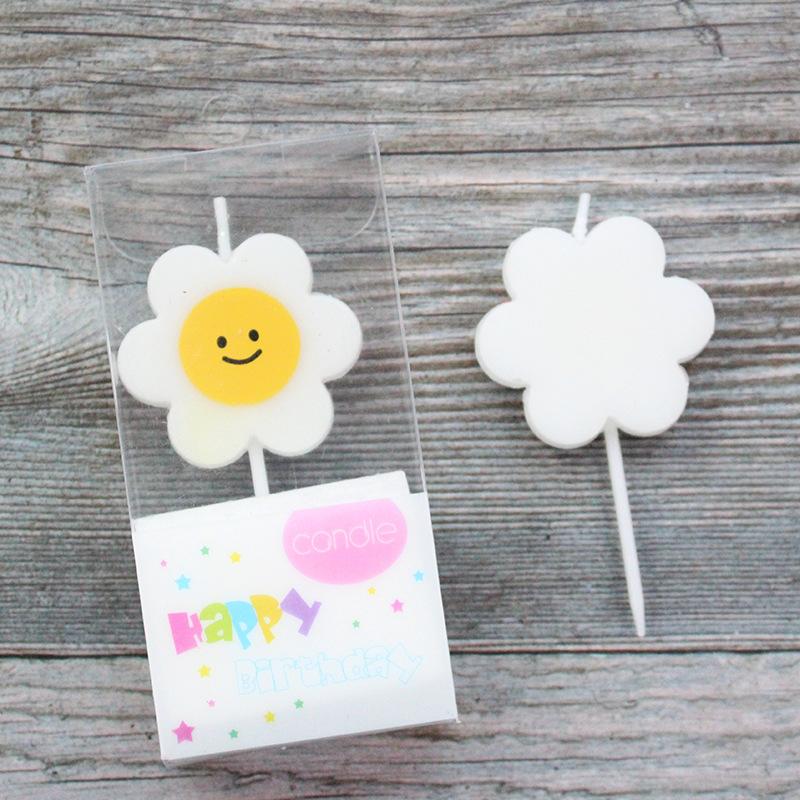 New Single Korean Style Small Fresh Yellow Smiling Face Sunflower Birthday Party PVC Boxed Candle