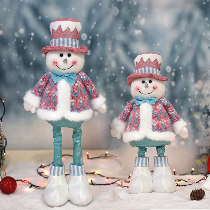 

Retractable Santa Claus,Snowman,Elk Dolls,Pink & Blue Fabric Window Decoration with Metal Accents,Multi-Holiday Decor for Christ