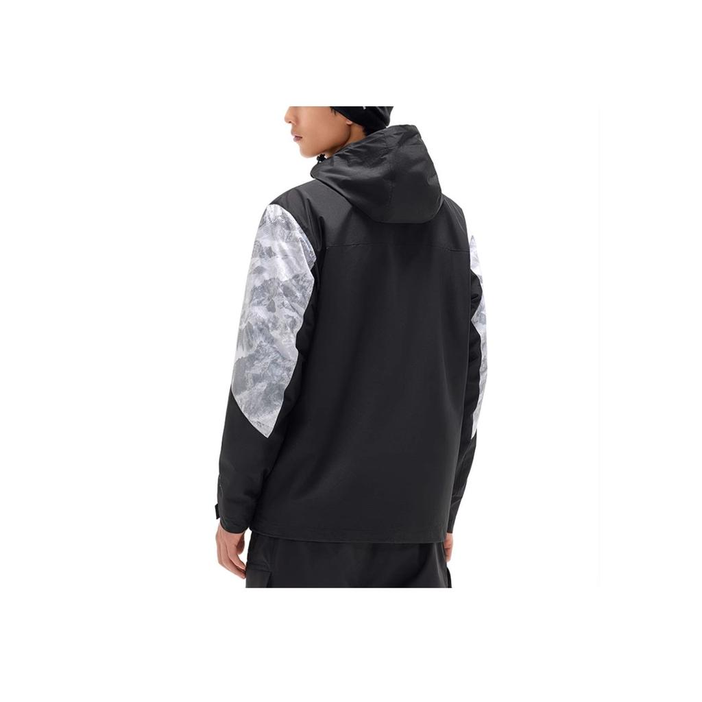 Anta Comprehensive Training Series Full-Print Logo Zippered Three-In-One Hooded Jacket Men Outerwear Black 952247670-3