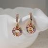 1 Pair Fashion Round Garland Dangle Earrings for Women Zirconia Earring Jewelry Daily Wedding Party Accessories