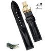 Vinacreations 22mm Black Crocodile Watch Strap with D-Buckle, Men's Alligator Replacement Watch Band with Quick Release Spring Bars, Gold Wrist Strap,