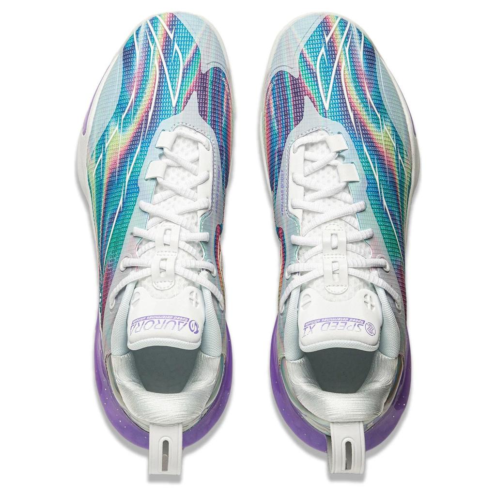 New LiNing Flash Strike 11 Supportive And Elastic Low Top Basketball Shoes Men's Blue Purple ABAU053-7