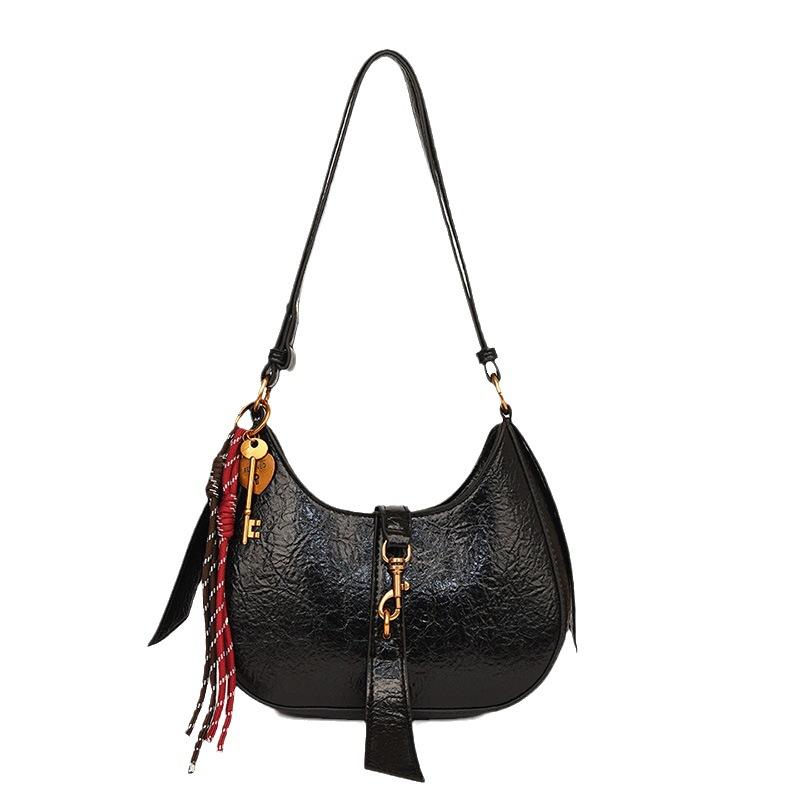 Retro Soft Leather Crescent Bag Women's 2025 New Women's Bag Texture Commuter Bag Shoulder Messenger Bag