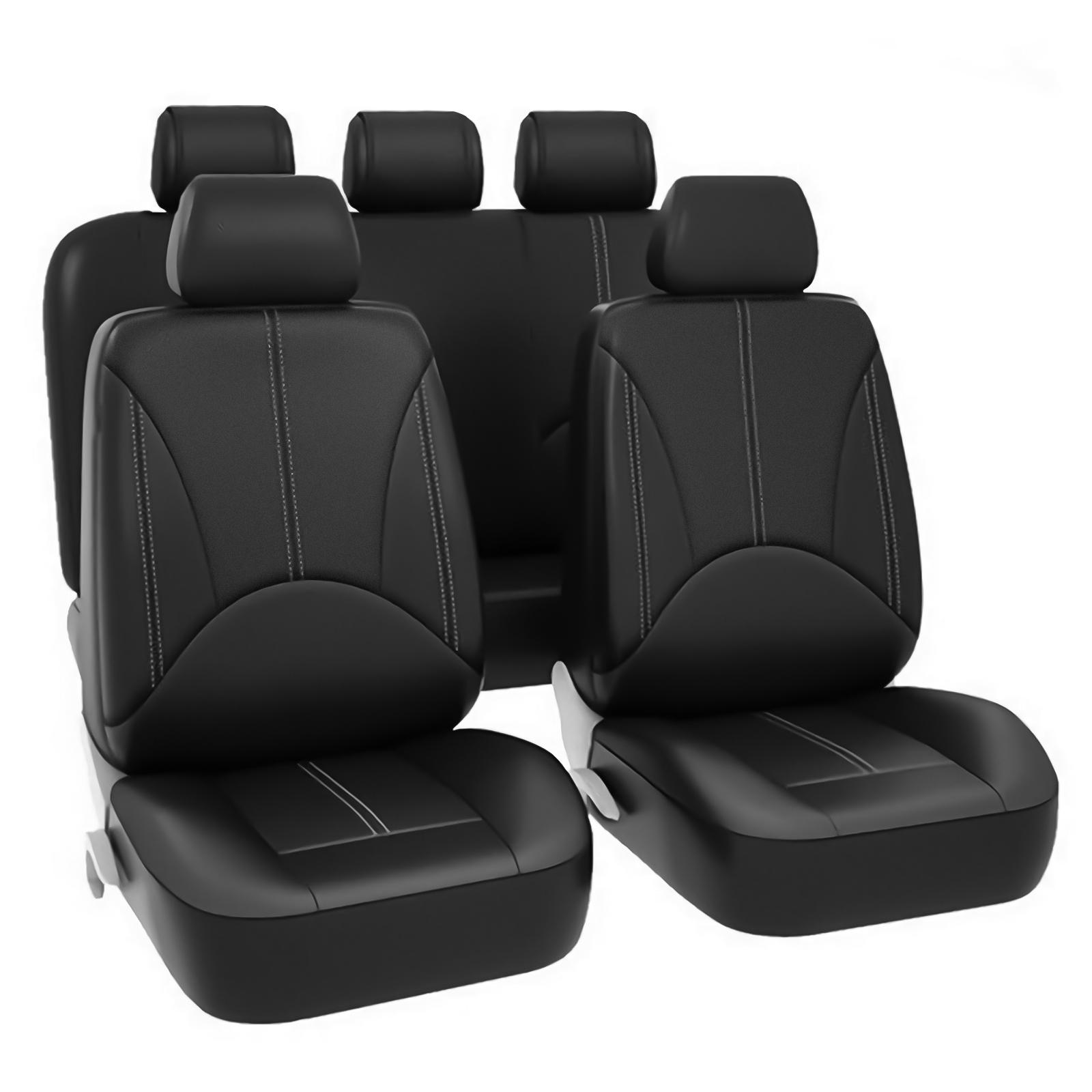 

Car Seat Covers PU Leather Full Set Breathable Comfortable Protector Universal Waterproof Car Seat Cover Interior Accessories чёрный