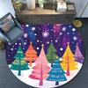 Colorful Trees Snow Winter Round Area Rug,Carpet Rug for Living Room Bedroom Sofa Playroom Decor,Non-slip Floor Mat