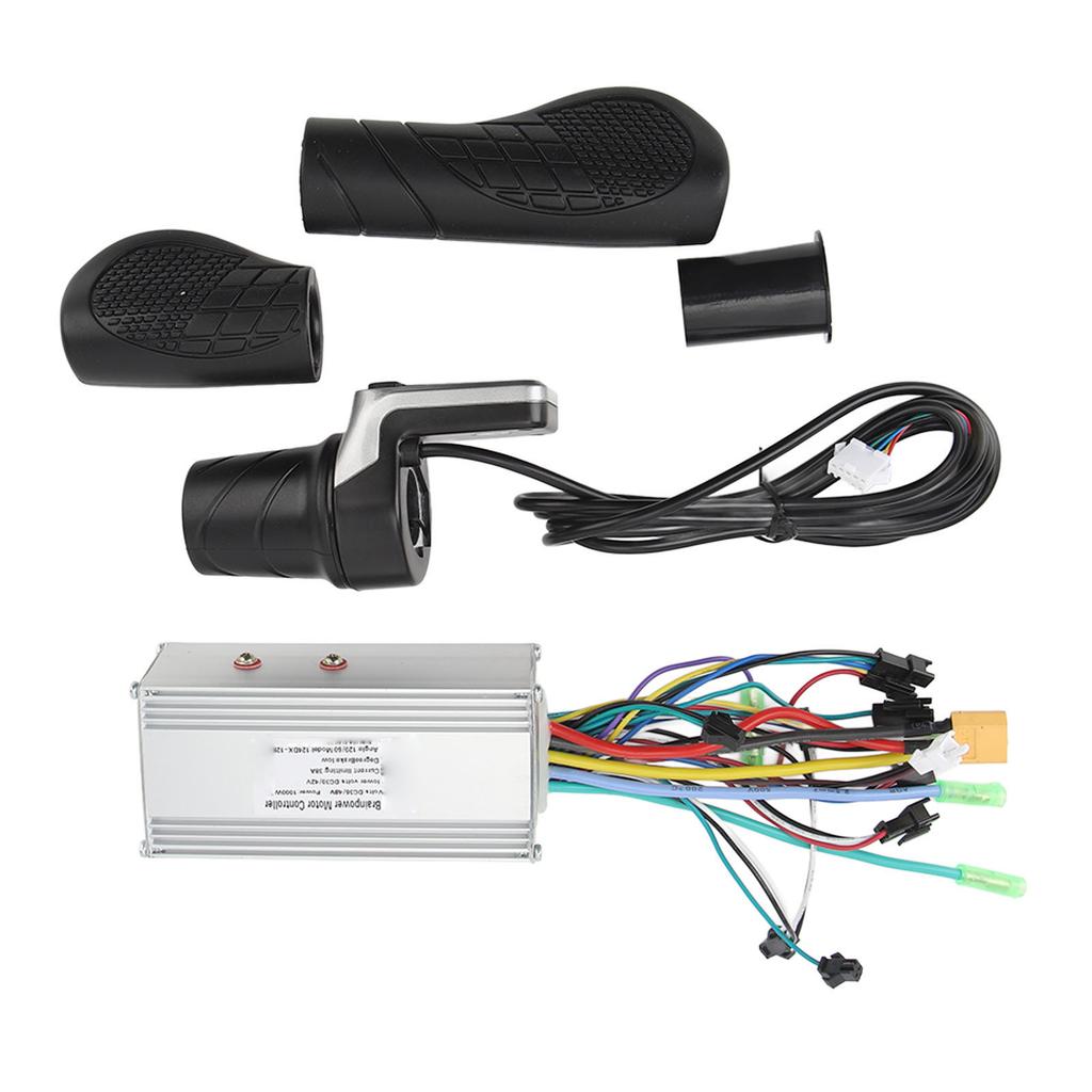 36V 48V 1000W 38A Sine Wave 3 Mode Brushless Controller 124DX Half Twist Throttle Grip with Panel for Electric Bike
