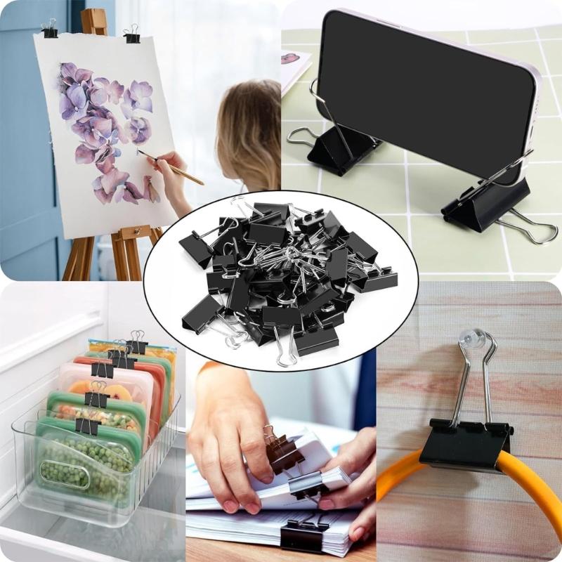 24Pieces Stainless Steel Binder Clip Metal Long Tail Clip Paper Clamps Foldback Clip for Food Bag Document Drawing Board