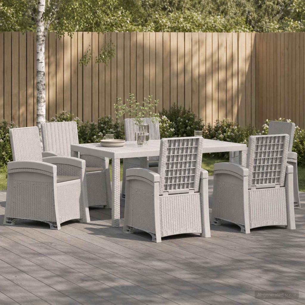 Garden Dining Set 7 pcs White and Light Grey PP