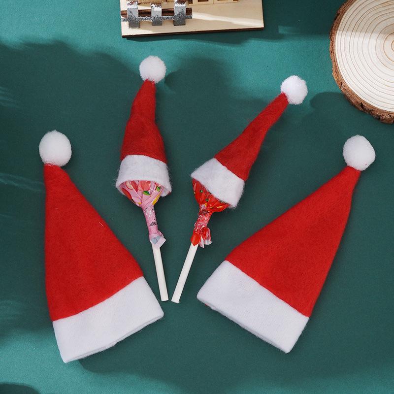 Mini Lollipop Christmas Hat Cutlery Set Cover - Non-woven Xmas Decoration