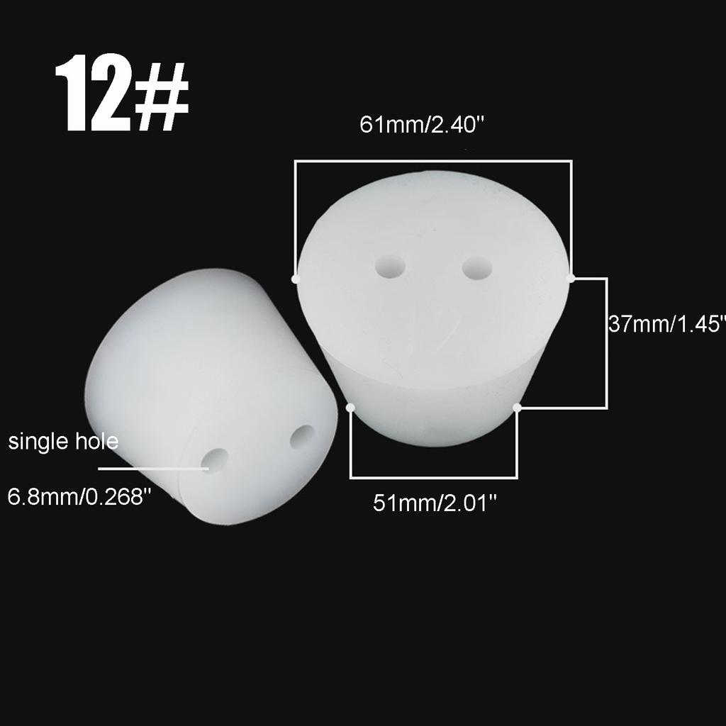 1-2pcs White Silicone Lab Stopper, Tapered Rubber Plug 4# To 12#, Tight Seal for Test Tubes, Flasks & Fermentation Vessels