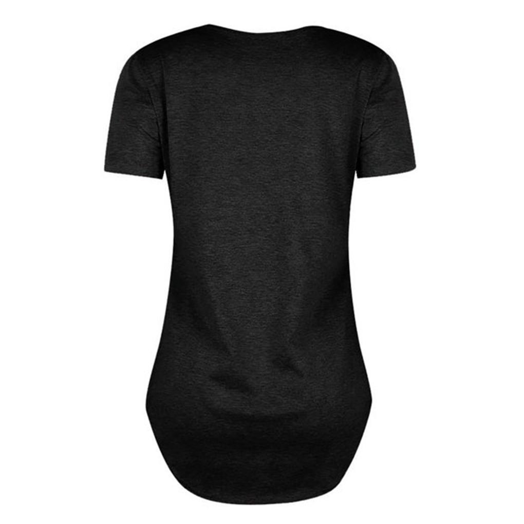 Women Lace Up V Neck Short Sleeve Tunic Top