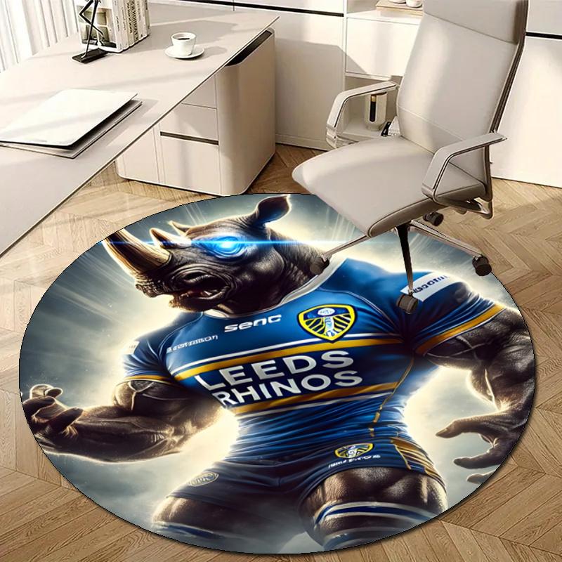 Personalized Leeds Rhinos Round Chair Office Rug - Perfect for Mat, Office Chair & More - Ideal Gift for Birthdays and Holidays