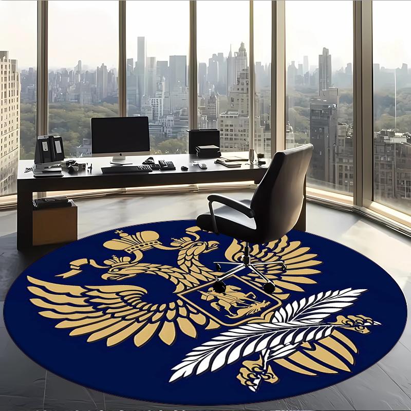 Russian Double Headed Eagle (5) Round Office Rug Decorative Floor Rug for Office Bedroom Living Room and Home Space