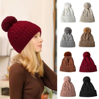 Casual Thickening Knitted Hats Solid Color Ear Protectors Wool Hat Windproof Beanie Hats Women