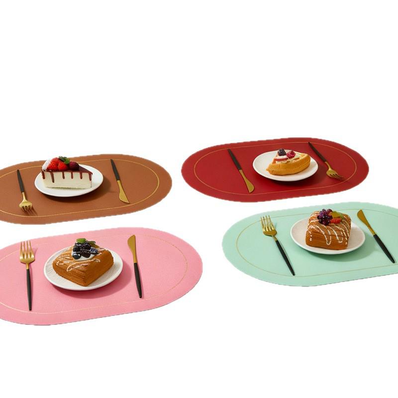 Waterproof Leather Oval Dining Table Placemat - Oil-Proof, Insulated Mat for Home & Hotel
