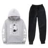 Unisex Anime-Inspired Hooded Sweatshirt Set Winter Thick Cotton Blend Tracksuit Teens Adults