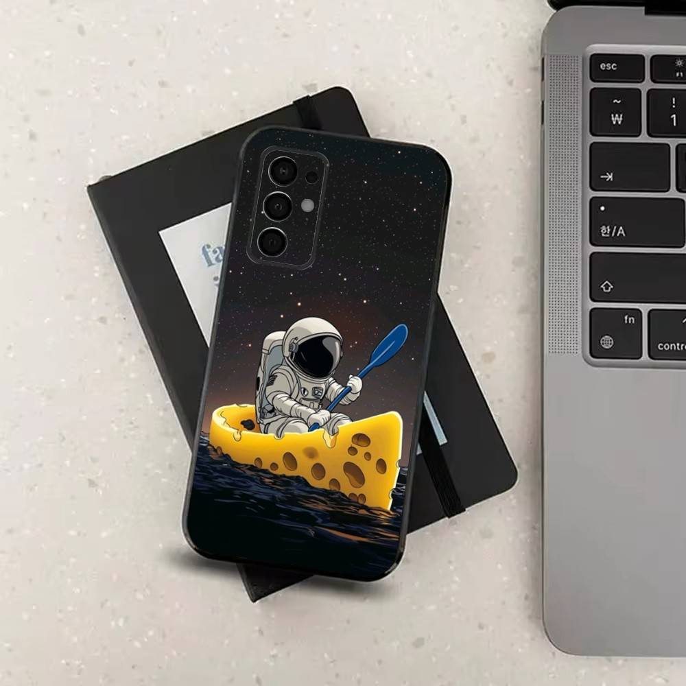 

Universe Art Astronaut Phone For Samsung Galaxy A53,31,52,72,41,22,73,32,71,Note,J7,8,9,5G Soft Black Silicone Case SamsungA30S