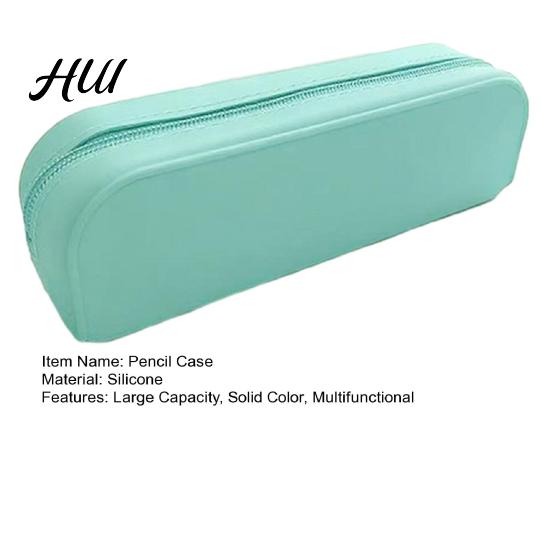 Large Capacity Pencil Case Silicone Soft Touch Bag with Zipper Portable Student Stationery Rectangular Storage Pen Pouch for School Teens Primary
