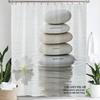 Zen Stone With Lotus Reflection In Water Shower Curtain, Bathroom Decorative Shower Curtain, Home Flowers Curtain With Hooks