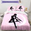 3-teiliges Bettwäscheset mit Sailor Moon Muster, Bettbezug-Set enthält Bettbezug & Kissenbezüge, perfekte Ganzjahres-Schlafzimmerdekoration & Geschenk