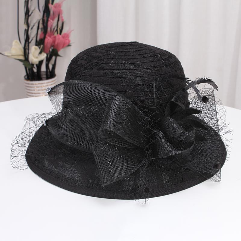 

Винтажная летняя шляпа от солнца с бантом — модный дизайн с кружевом и сеткой, защита от ультрафиолета, идеально подходит для женщин, занимающихся активным отдыхом M（56-58cm） чёрный
