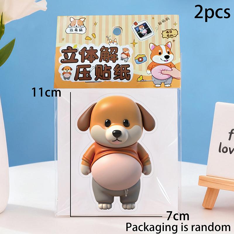 2 шт. 3D наклейки с сиба-ину – Милые оранжевые наклейки с сиба-ину для одежды, 3D милый пухлый сиба-ину (дизайн), Самоклеящийся силикон