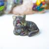Cat Mini Figurine Resin Craft Home Office Desk Decor With Natural Crystal For Gift Giving