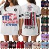 Damen Casual Mode V-Ausschnitt Sport Unabhängigkeitstag Druck Kurzarm Sport T-Shirt Top