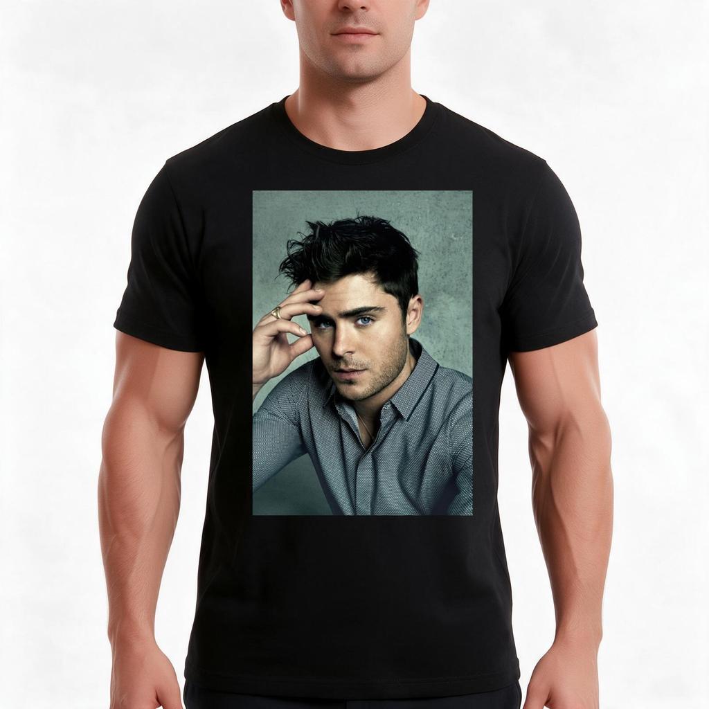 Zac Efron The Best Wallpaper Tshirt Summer Casual Cotton Tee Oversized Streetwear Tops Vintage Graphic Print 100 Cotton