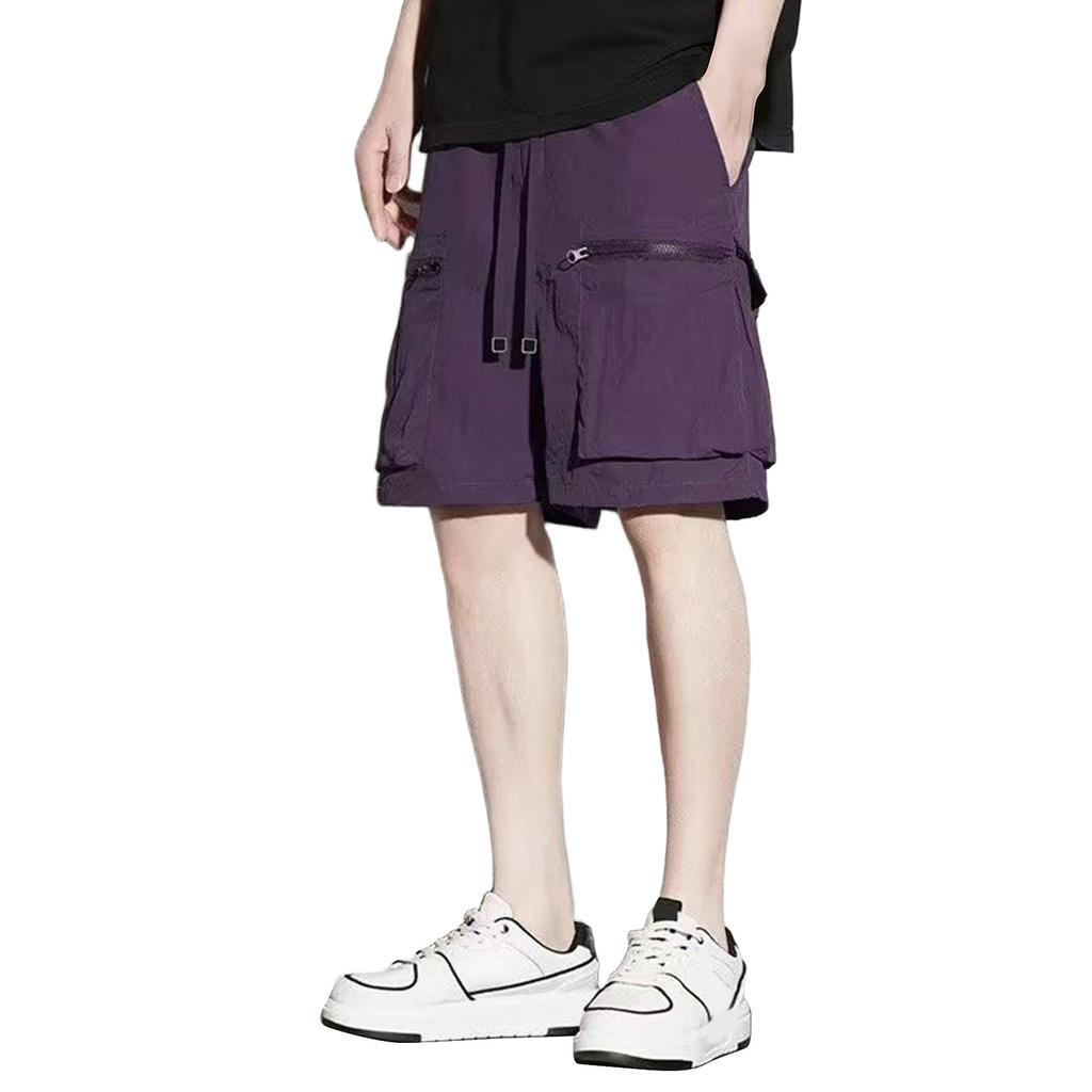 Men's Summer Multi-Pocket Cargo Shorts Men's Casual Fashion Color Loose Cargo Shorts
