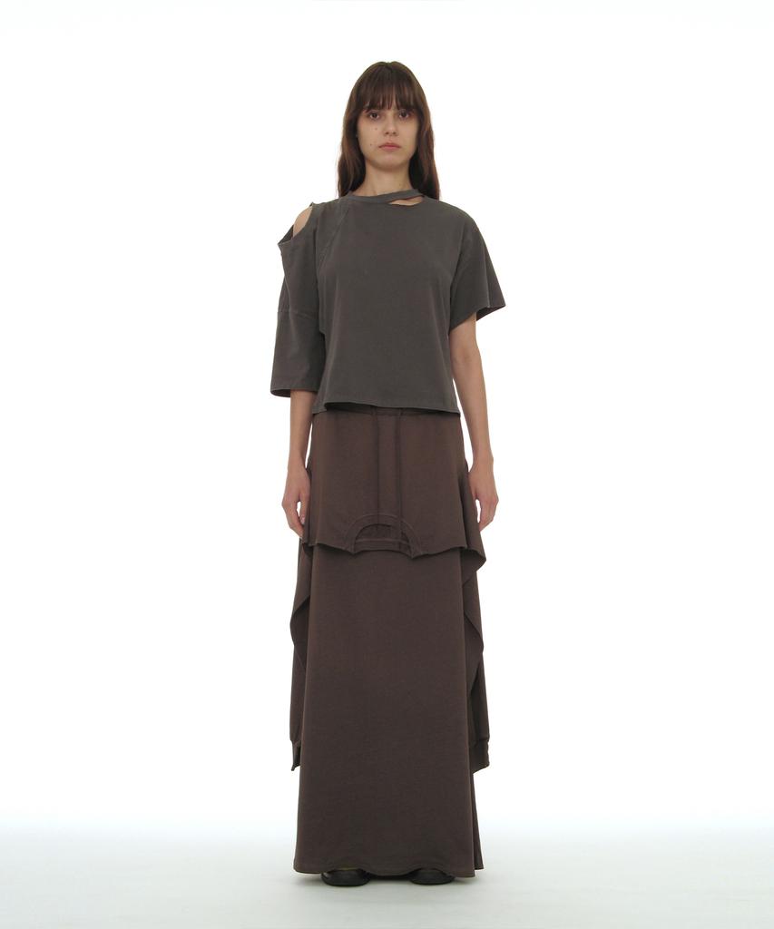 Partimento Woman Deconstructed Tee Maxi Skirt_Brown
