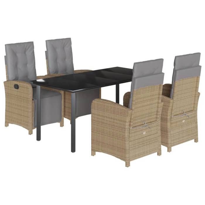 VidaXL Ensemble à Manger de Jardin avec Coussins 5 pcs, Table et Chaises avec Dossier et Repose-pied Réglables, Meubles 3212594