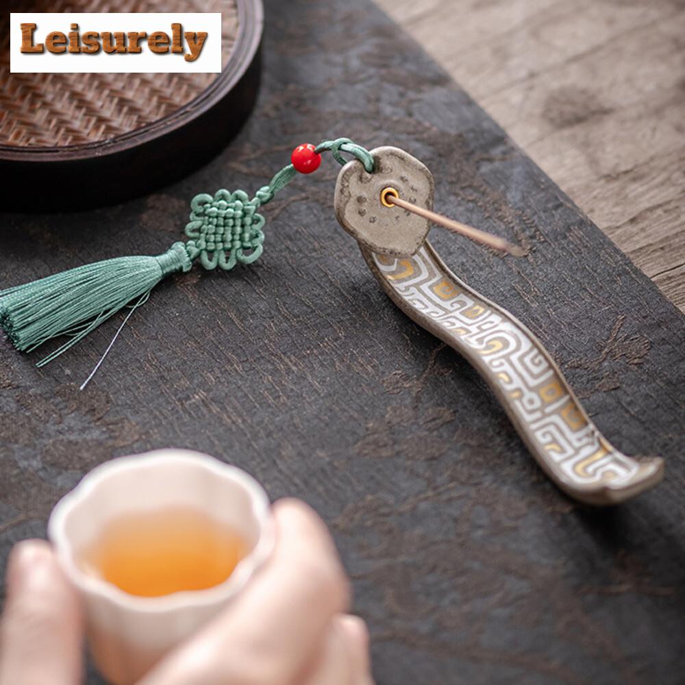 Ruyi Texture Line Incense Insert Holder Zen Incense Burner Sandalwood Agarwood Stove Tasting Fragrant Tea Ceremony Accessories