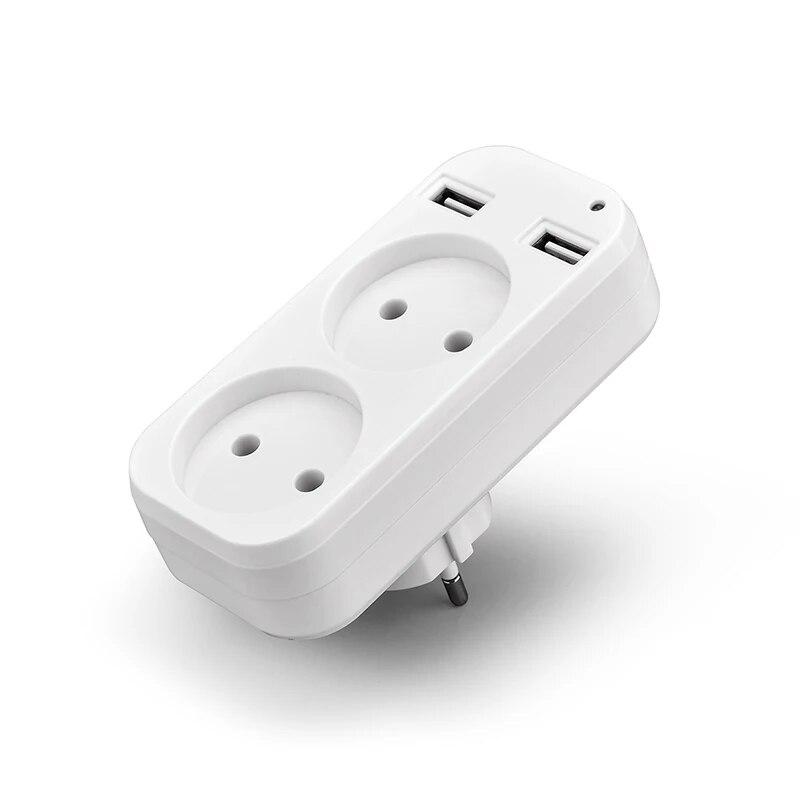 1ks European Plug Conversion Plug Multifunkční zásuvka Přenosný duální USB port Německý Francouzský Ruský Univerzální zásuvka